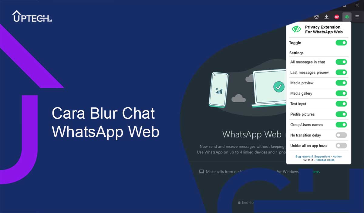 Cara Blur Chat WhatsApp Web